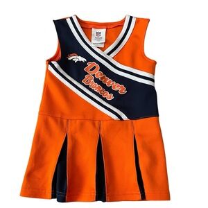 NFL Denver Bronco Toddler Orange and Navy Cheerleader Dress - 3T
